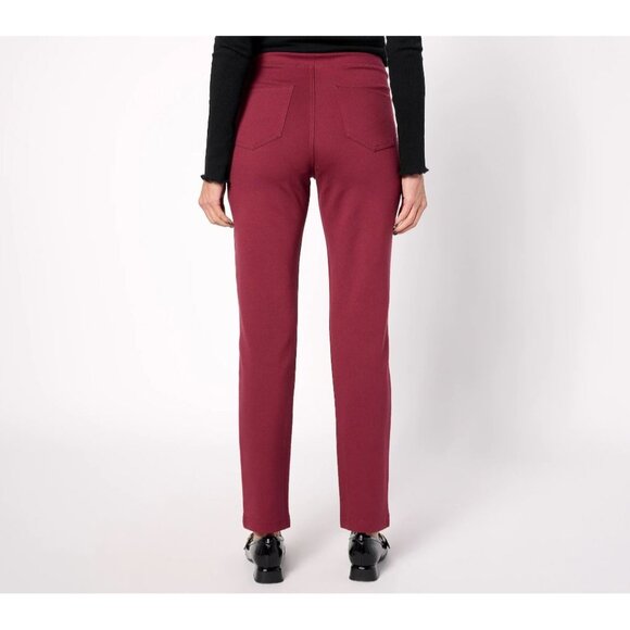 Kim Gravel 6 Tall High Rise Burgundy Pull On Straight Leg Stretch Pants Pockets - Picture 11 of 11